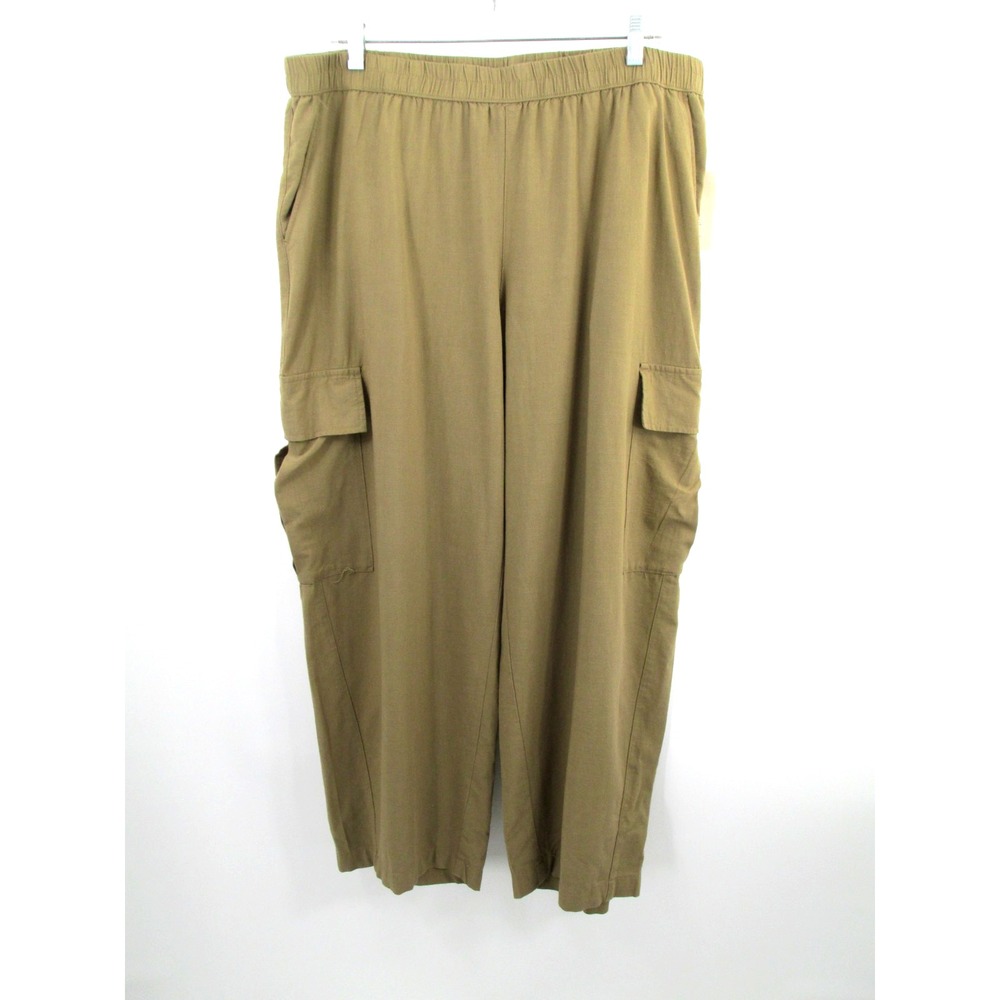 NWT Universal Thread Women XL Olive Green Casual Pull On Cargo Pants Wide Leg